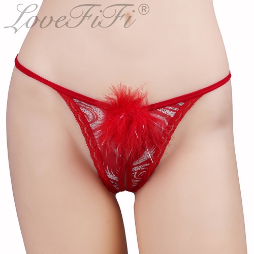 红花细带开档丁字裤