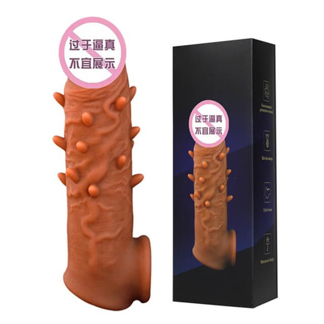 加长加粗锁精延时硅胶肉刺套